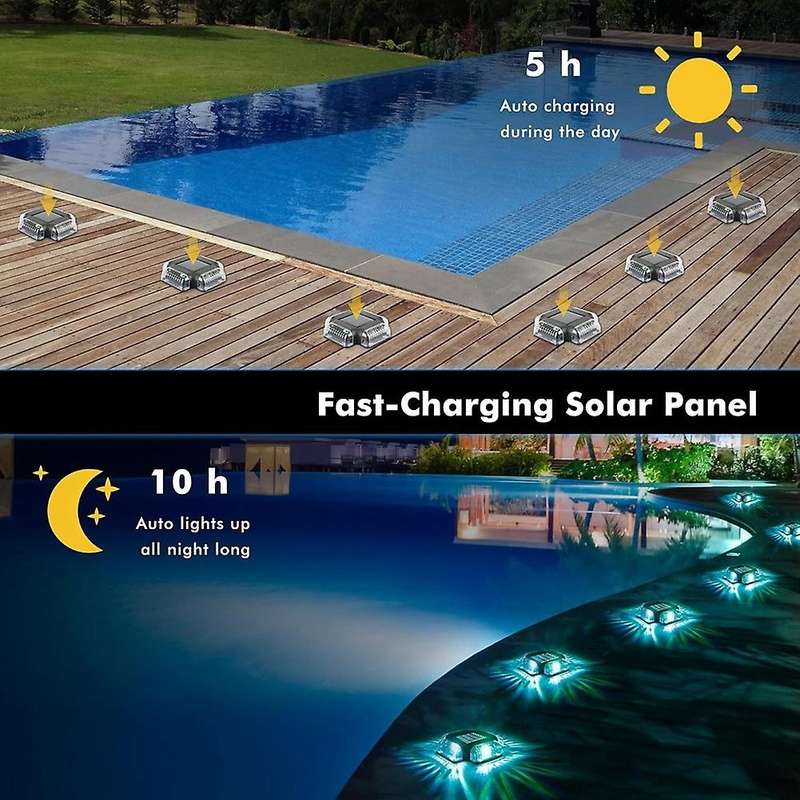 4pack Solar Pool Deck Lights Pool Side Floor Lights,Outdoor Above Ground and Inground Swimming Pools