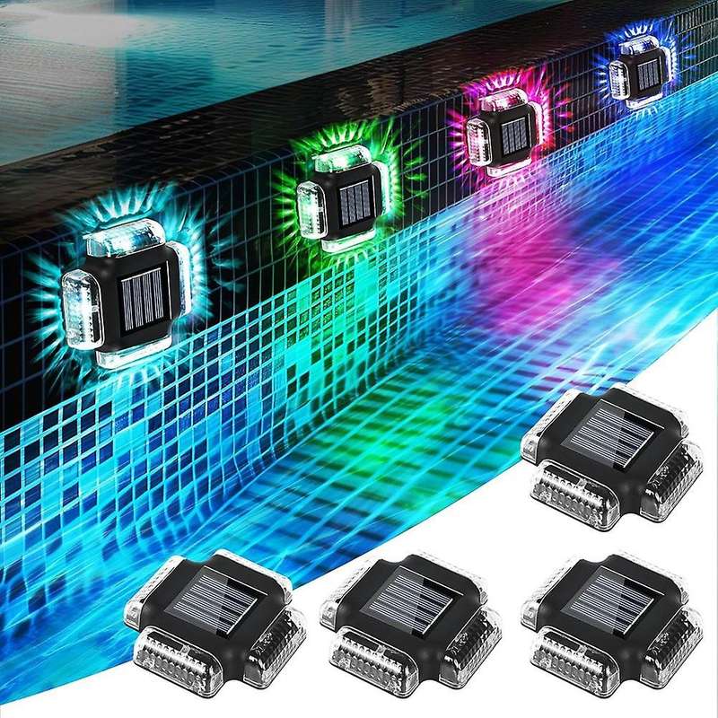 4pack Solar Pool Deck Lights Pool Side Floor Lights,Outdoor Above Ground and Inground Swimming Pools