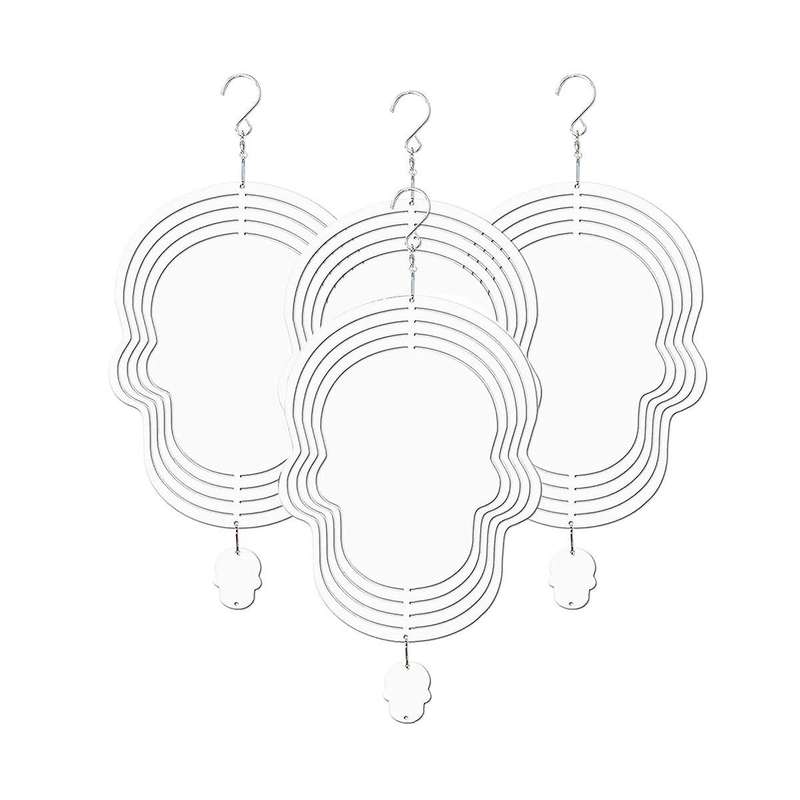 4pack Sublimation Wind Spinner Blanks, Shape 3d Aluminum Wind Powered Kinetic Sculpture for Yards &
