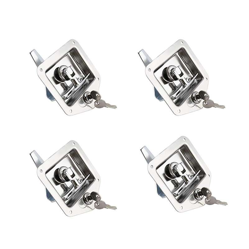 4pack Stainless Steel Car Trailer Door Latch T-handle Locking Trailer Door Latch Paddle Entry Door L