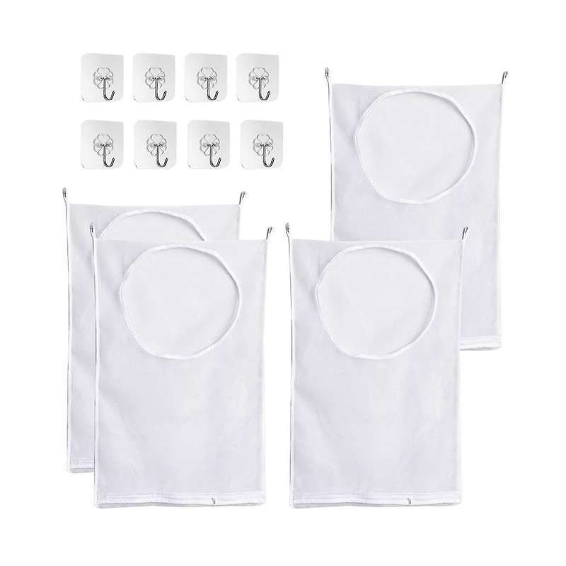 4packs Door Hanging Laundry Hamper Bag with Zipper and Wide Open Top,used In Laundry Room Student D