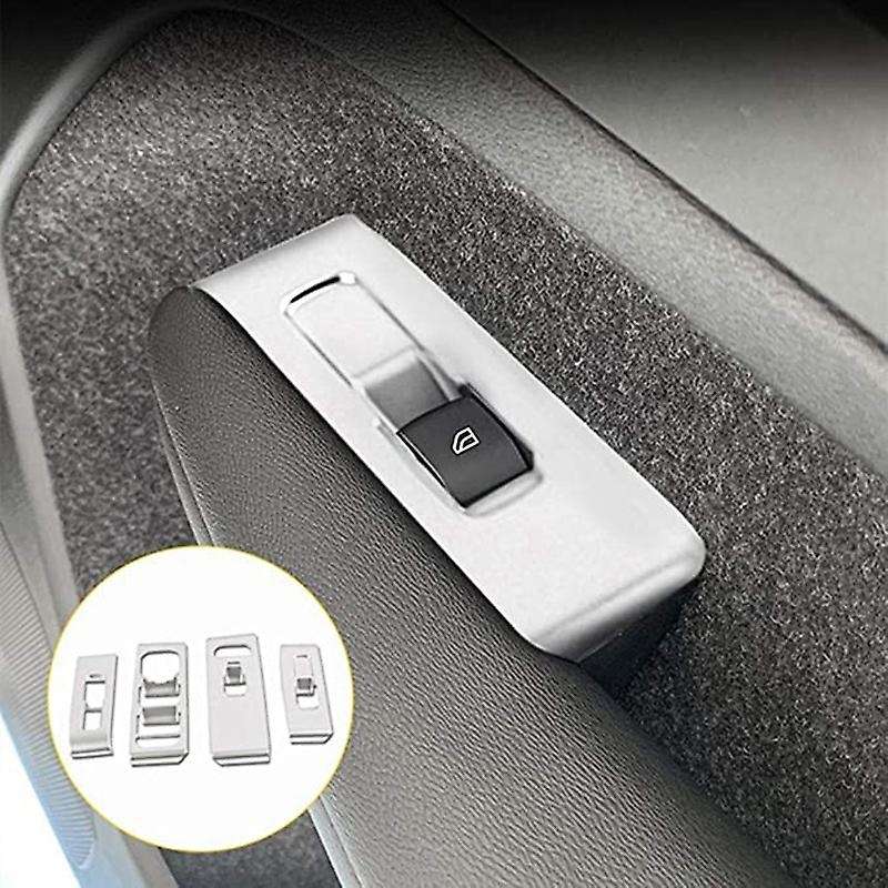 4Pc Car Interior Window Lift Switch Button Cover Molding Trim for XC40 2017-2020 Chrome Accessories