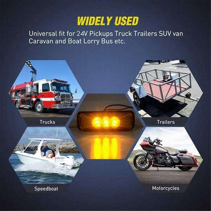 4pair Truck Trailer Universal 24V Shell Piranha Front and Rear LED Side Marker Light Space Indicator
