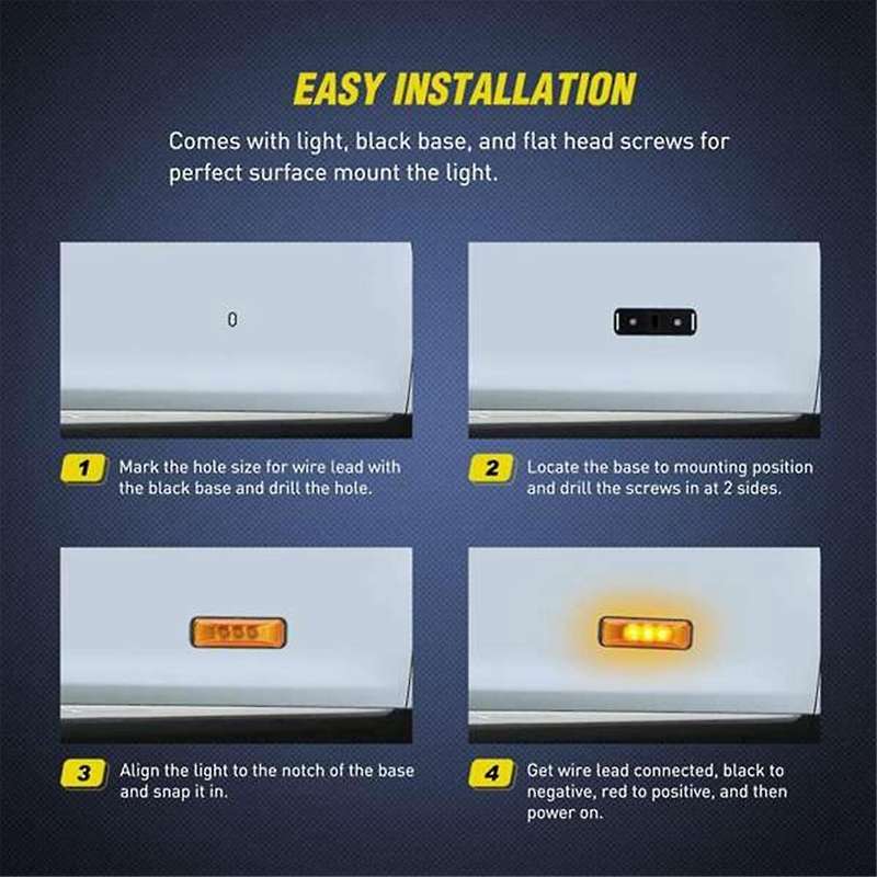 4pair Truck Trailer Universal 24V Shell Piranha Front and Rear LED Side Marker Light Space Indicator