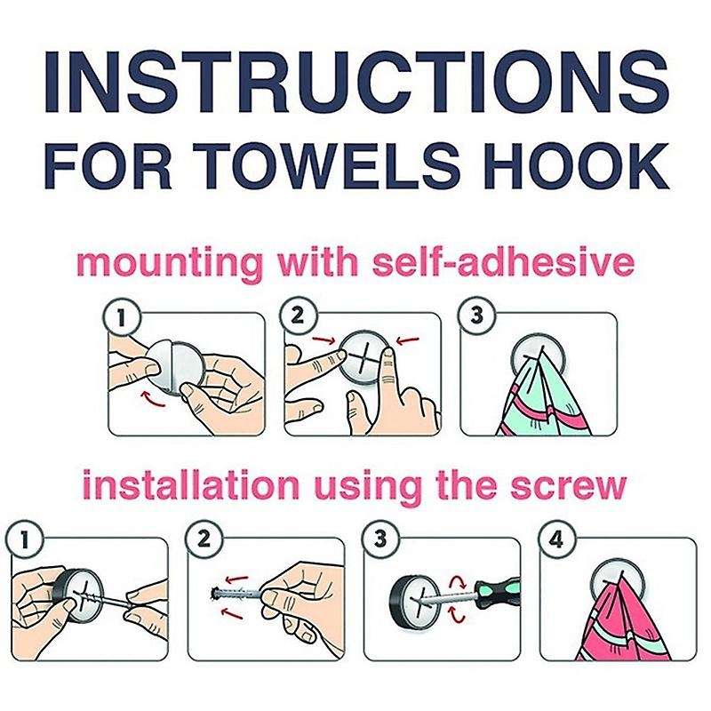 4pc -adhesive Towel Holder Towel Hooks Towel Hooks Round Wall Mount Tea Towel Holders for Bathroom