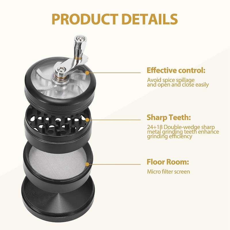 4pc Grinder Manual Grinder Grinder Manual Crank and Scraper for Preparing Raw Materials, Nutrients