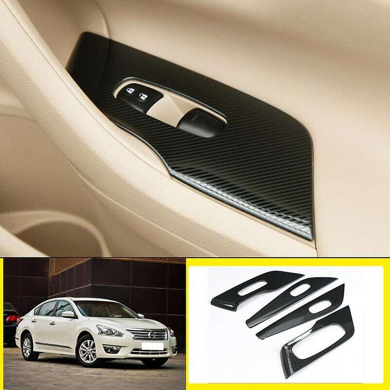 4Pc Carbon Fiber Window Lift Panel Switch Cover Trim for Altima Teana 2013-2018 Accessories Interior