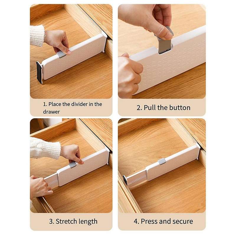 4PC Drawer Dividers Organizer Adjustable Storage Retractable Drawer Partition Holder Household Clap