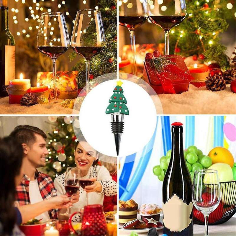 4PC Christmas Series Wine Stopper Bar Party Decoration Christmas Tree Shape -Keeping Wine Champagne