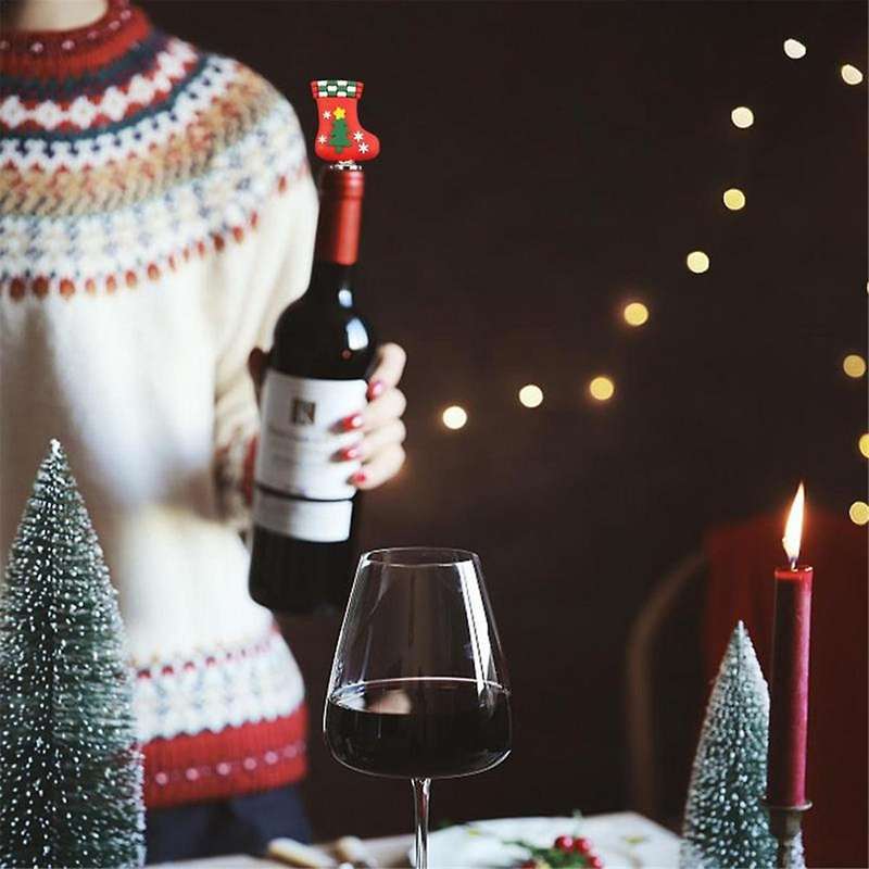 4PC Christmas Series Wine Stopper Bar Party Decoration Christmas Tree Shape -Keeping Wine Champagne