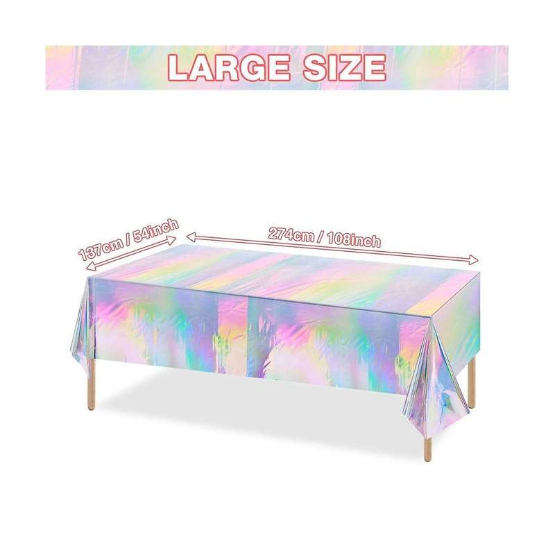4pc Iridescence Plastic Tablecloths Shiny Disposable Rectangle Table Covers Holographic Foil Tablec