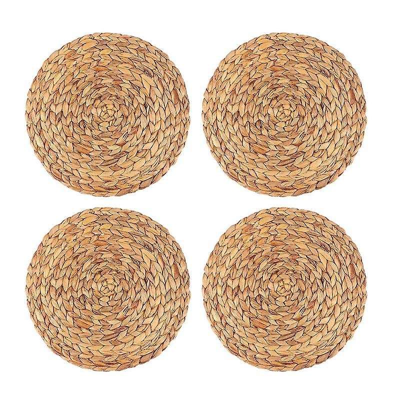 4pc Natural Water Gourd Woven Placemat Round Woven Rattan Table