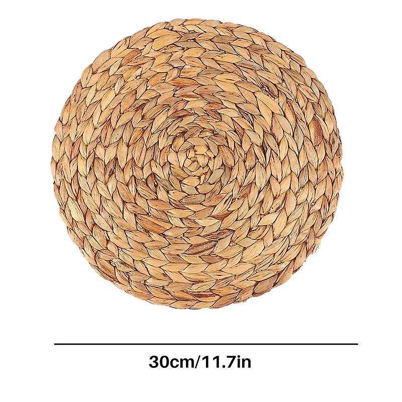 4pc Natural Water Gourd Woven Placemat Round Woven Rattan Table