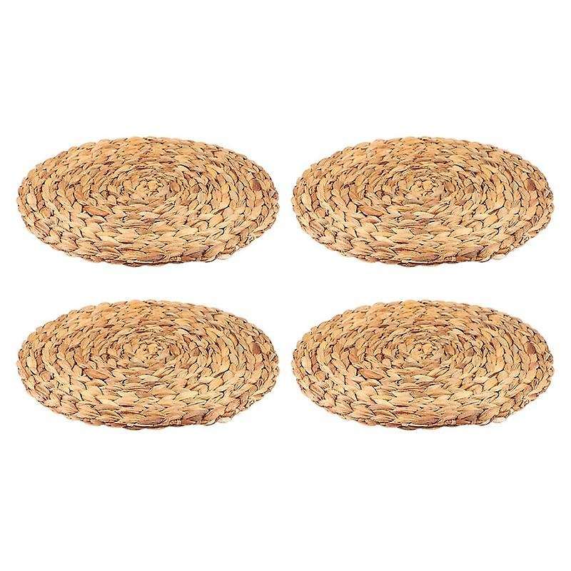 4pc Natural Water Gourd Woven Placemat Round Woven Rattan Table