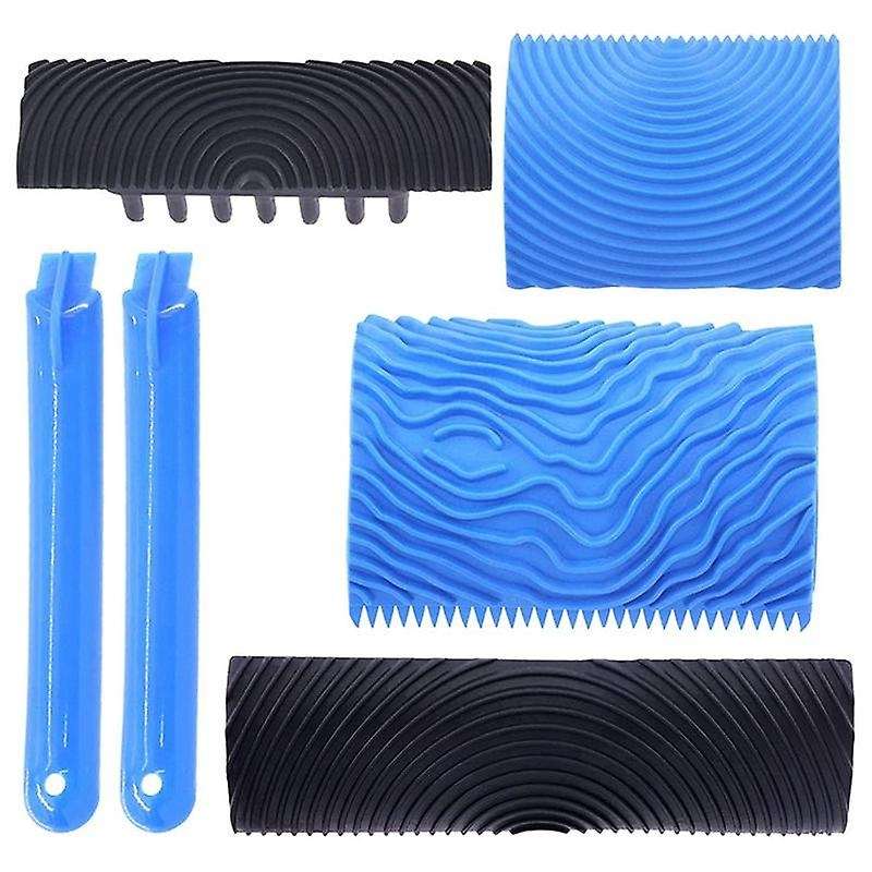 4pc Wood Graining Painting Tool Set,ms6 Ms17 Ms18b Grain Texture Pattern Roller with Handle,for Diy