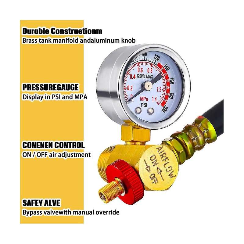 4pcs 0-200 Psi Air Pressure Gauge 1/8in Male Npt Connection Air Gauge Lower Side Mount 1.57in Dial A