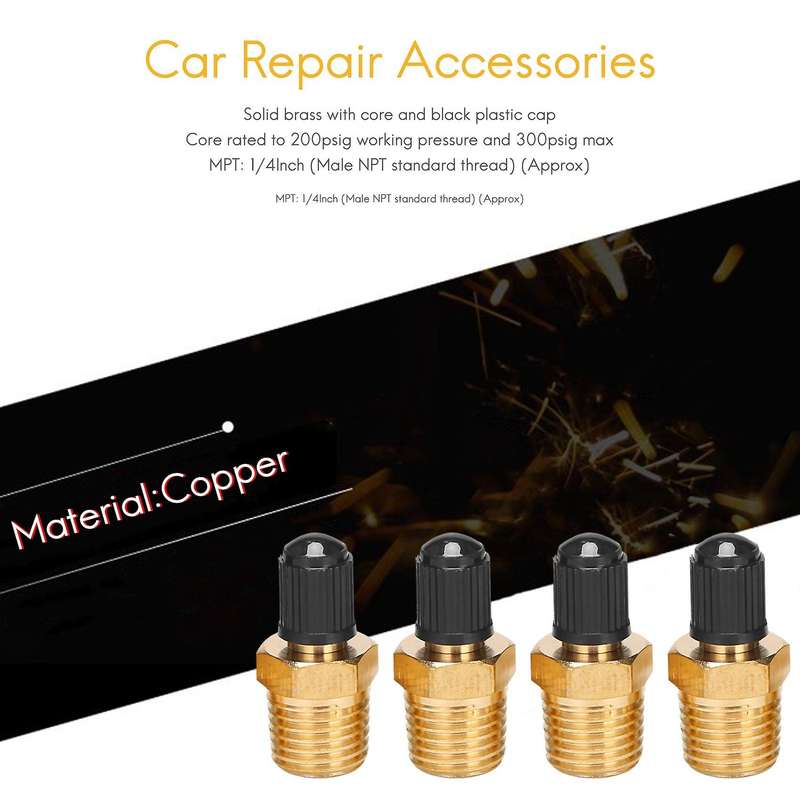 4pcs 1/4inch Npt Solid Compressor Tank Fill Valve for Car Repair Accessories