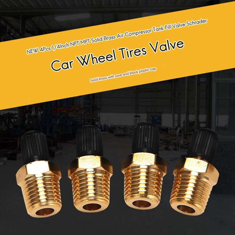 4pcs 1/4inch Npt Solid Compressor Tank Fill Valve for Car Repair Accessories