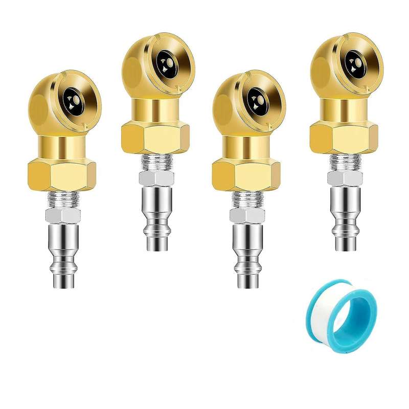 4pcs 1/4inch Air Chuck Tire Pressure Caps Portable Air Chuck Closed Brass Ball Inflator for Inflator