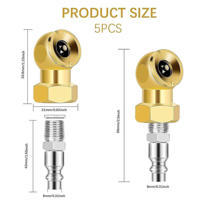 4pcs 1/4inch Air Chuck Tire Pressure Caps Portable Air Chuck Closed Brass Ball Inflator for Inflator