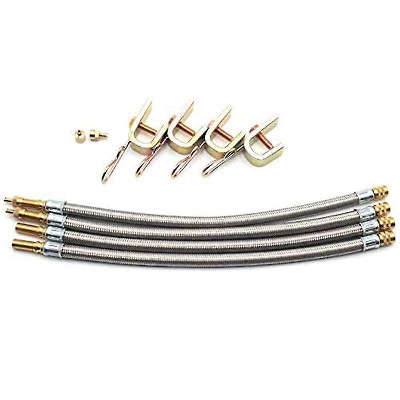 4pcs 12 Inch Flexible Valve Stem Extenders Stainless Steel Tyre Tire Valve Stem Extension Adaptors