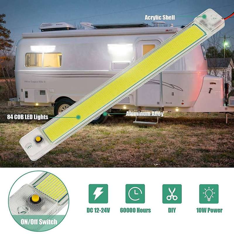 4Pcs 12-24V 84LED Car COB Interior Light Bar Car LED Interior Lights RV Ceiling Dome Lights for Camp