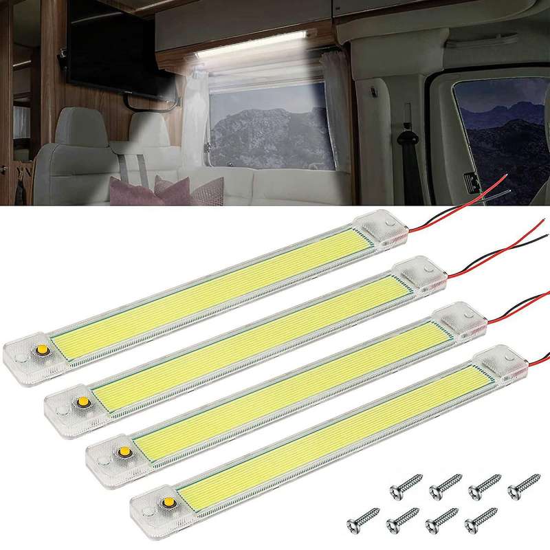 4Pcs 12-24V 84LED Car COB Interior Light Bar Car LED Interior Lights RV Ceiling Dome Lights for Camp