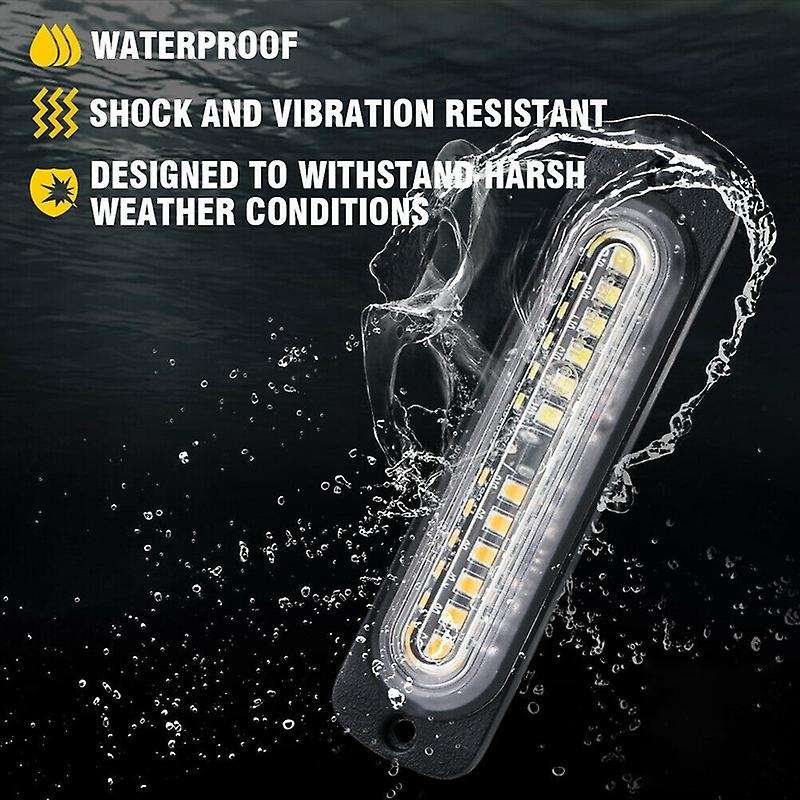 4PCS 12 LED Flush Mount Side Marker Emergency Warning Strobe Light White/Amber