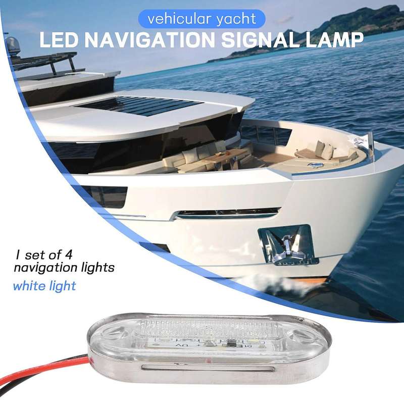 4Pcs 12V Boat Marine Signal Lamp Clear Grade Waterproof LED Courtesy Lights Stair Deck White