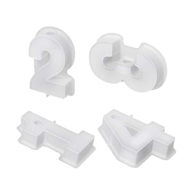 4PCS 1-4 Number Mould, DIY Silicone Mould, 3D Handmade Candle Holder Moulds, Plaster Mould, Candle H