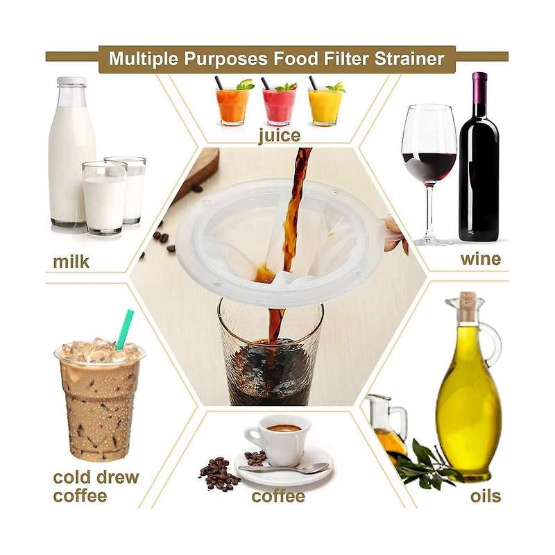 4Pcs 200 Mesh Food Filter Strainer Sieve Fine Mesh Nylon Mesh Colander Plastic Mesh Sieve for Filter