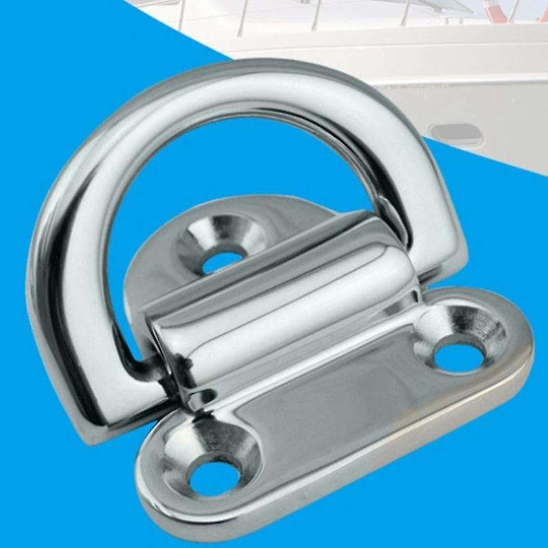 4PCS 316 Stainless Steel D Ring Deck Folding Pad Eye Lashing Tie Down Cleat for Yacht Motorboat Truc