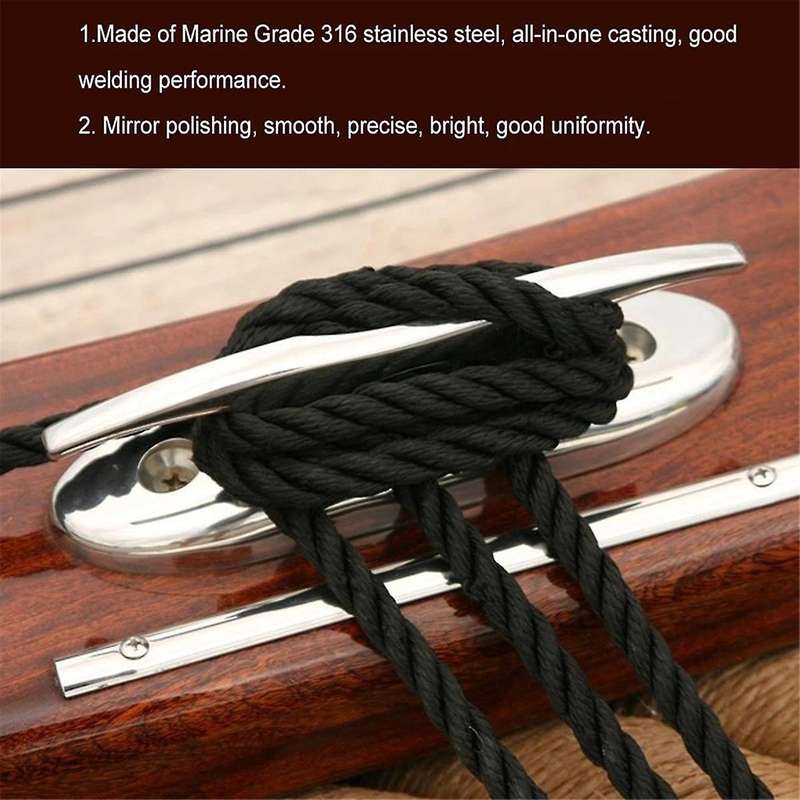4PCS 5Inch Stainless Steel Cleat Marine Foldable Boat Cleats Folding Deck Mooring Cleat Flush Mount