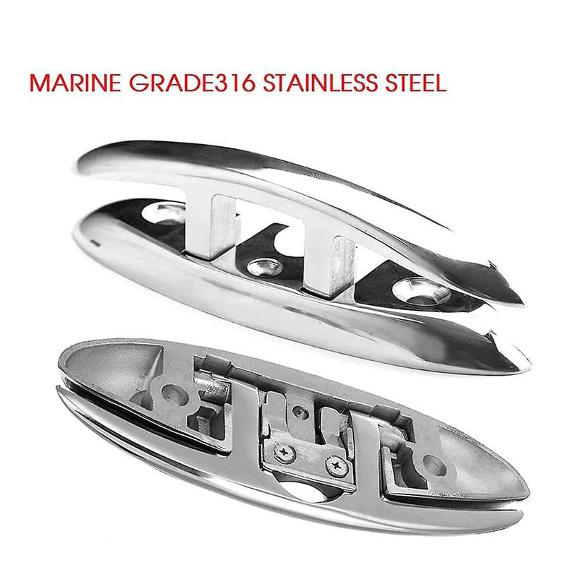 4PCS 6Inch Stainless Steel Cleat Marine Foldable Boat Cleats Folding Deck Mooring Cleat Flush Mount