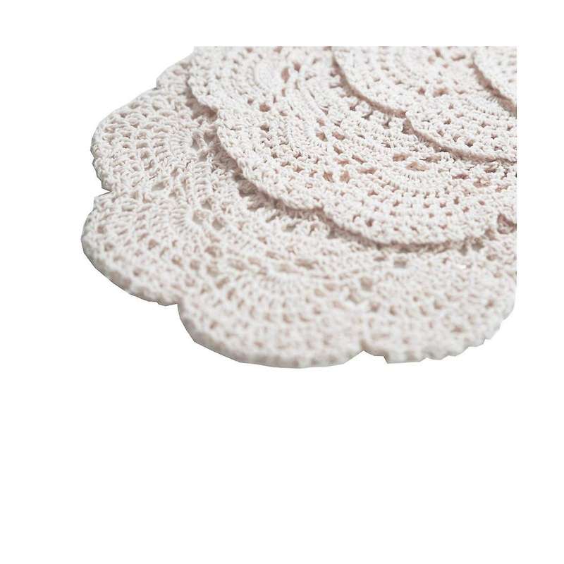 4pcs 8.6 Inch Doilies Crochet Round Lace Doily Handmade Placemats Cotton Crocheted Coasters (beige)