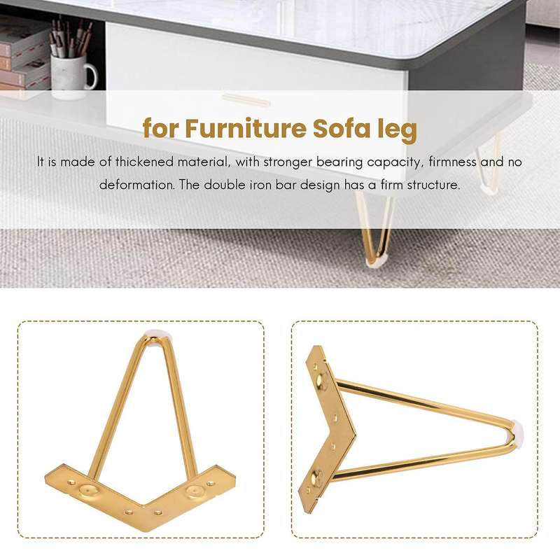 4pcs 8 Inch Gold Hairpin Legs Protectors for Furniture Legs Sofa Cabinet Furniture Leg Feet Coffee
