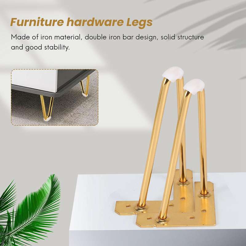 4pcs 8 Inch Gold Hairpin Legs Protectors for Furniture Legs Sofa Cabinet Furniture Leg Feet Coffee
