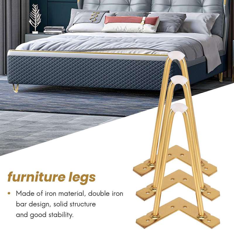 4pcs 8 Inch Gold Hairpin Legs Protectors for Furniture Legs Sofa Cabinet Furniture Leg Feet Coffee