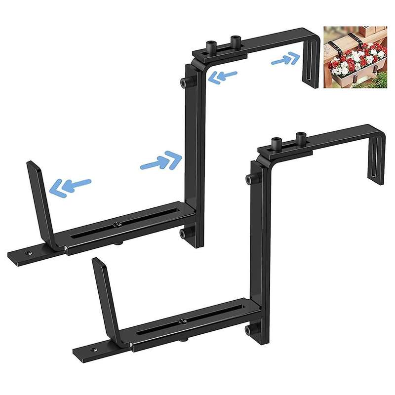 4PCS Adjustable Planter Box Bracket (6 to 12.5 Inches) for Flower Box Holders, Window Boxes Planters