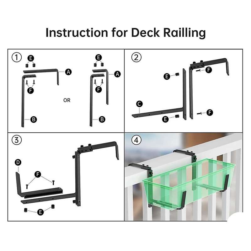 4PCS Adjustable Planter Box Bracket (6 to 12.5 Inches) for Flower Box Holders, Window Boxes Planters