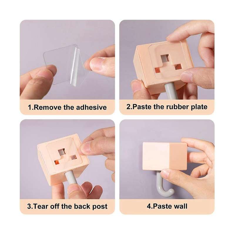 4pcs Adhesive Coat Hooks, Plastic Pet Wall Hooks for Hanging Key, Bag, Hat, Towel, Backpacks