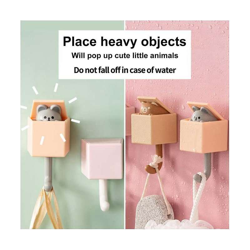 4pcs Adhesive Coat Hooks, Plastic Pet Wall Hooks for Hanging Key, Bag, Hat, Towel, Backpacks
