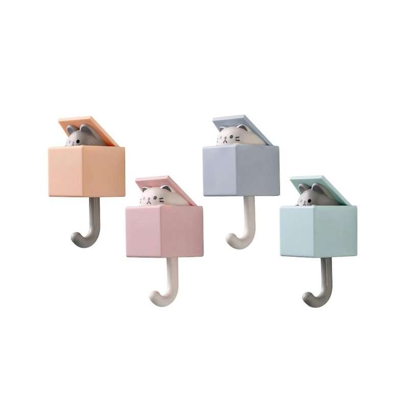 4pcs Adhesive Coat Hooks, Plastic Pet Wall Hooks for Hanging Key, Bag, Hat, Towel, Backpacks