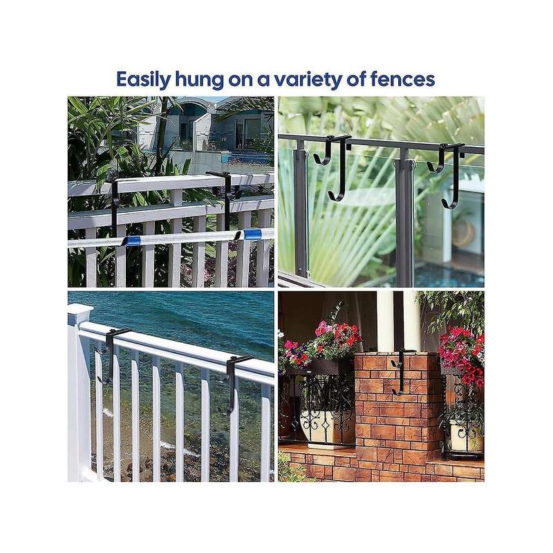 4pcs Adjustable Pool Pole Hangers, Metal Fence Hooks Pool Tool Holder for Telescopic Poles Skimmers