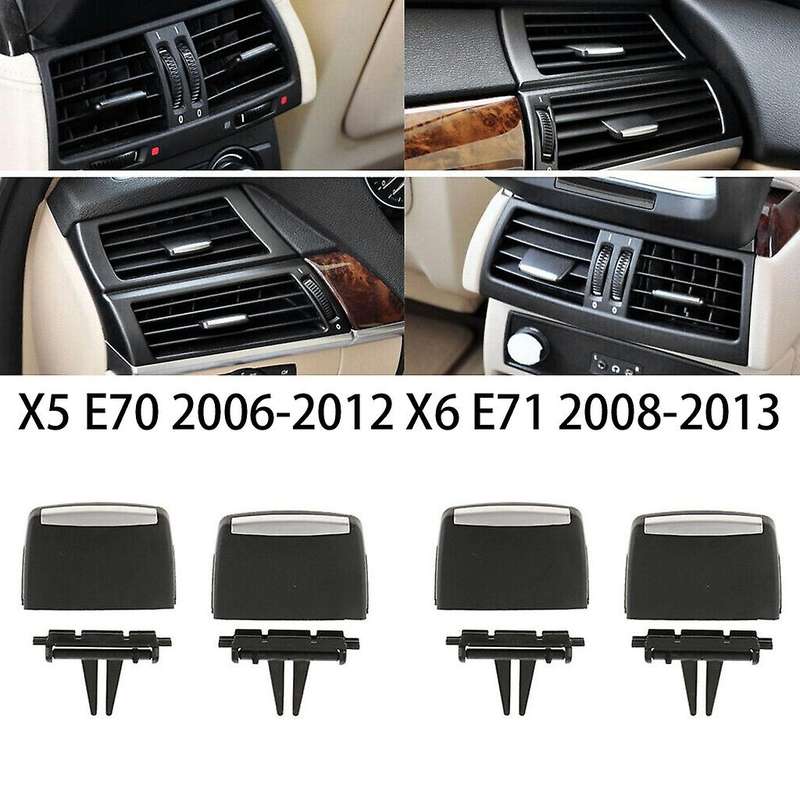 4PCS Air Vent Outlet Tab Clip Front & Rear Row Air Grille Clips for  X5 E70 2006-2012 X6 E71 2008-20