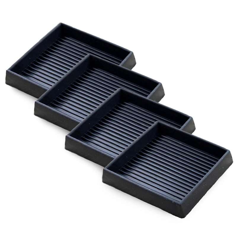 4pcs Anti- Furniture Pads- 4x4in Square Rubber Anti Skid Caster Cups, Leg Coasters-couch, Chair, Bed