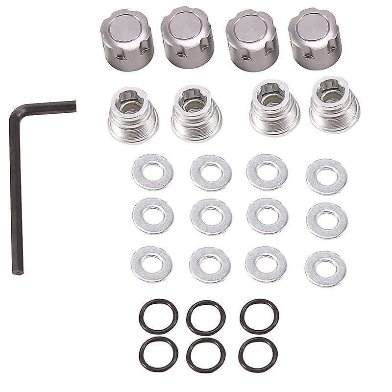 4PCS Aluminum M4 Center Lock Nut Metal Wheel Caps Nuts,Silver