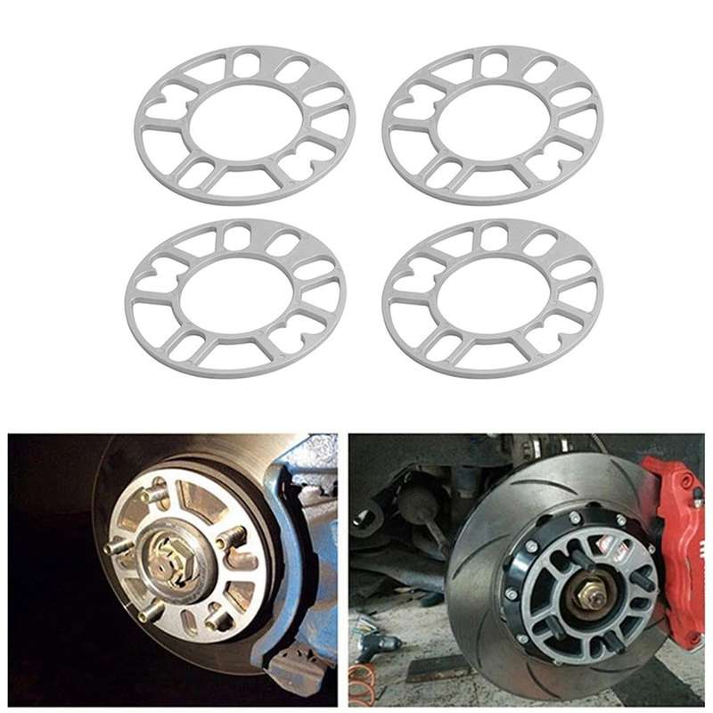 4pcs Aluminum Wheel Spacers Shims Plate Auto Wheel Spacers 5mm Stud for 4x100 4x114.3 5x100 5x108 5