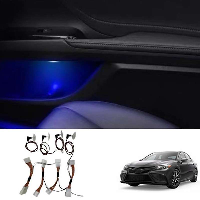 4pcs Atmosphere Lamp Car Interior 4 Door Storage Box Led Light Ice Blue for 2018-2022