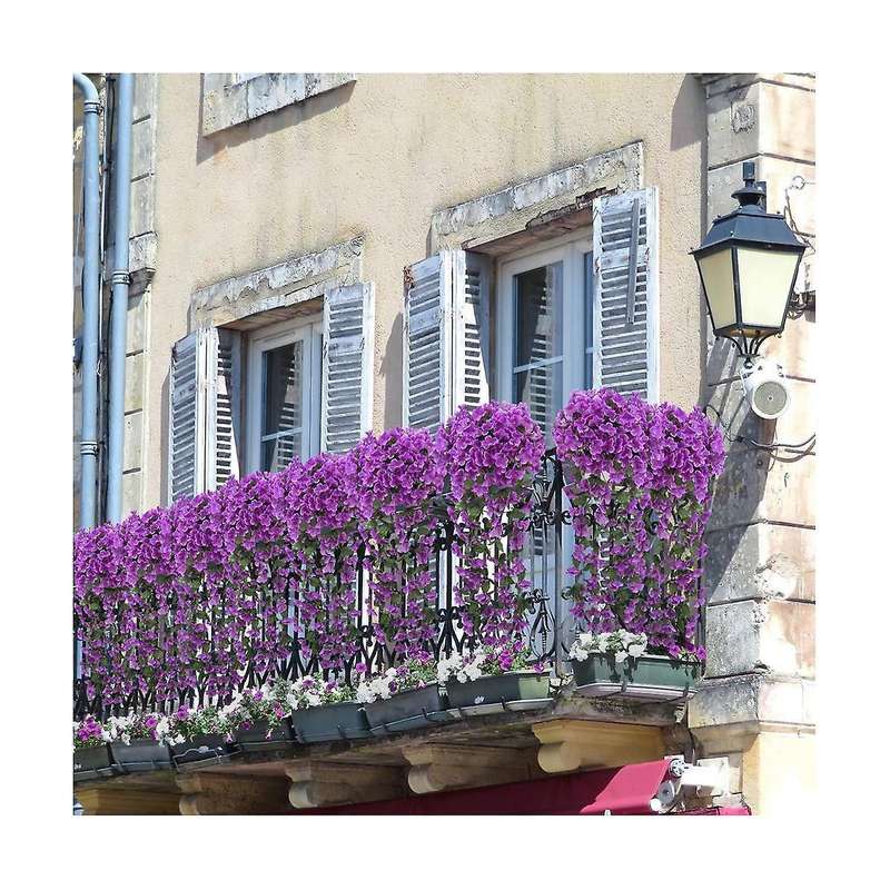 4pcs Artificial Hanging Flowers Hanging Plants Violet Flowers Garland for Spring Summer Outdoor Gar